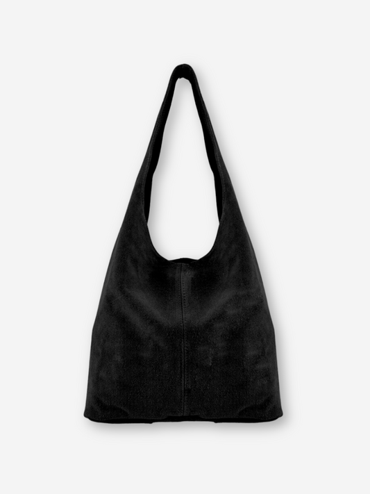Suede Leather Boho Bag (Single Strap) | Black