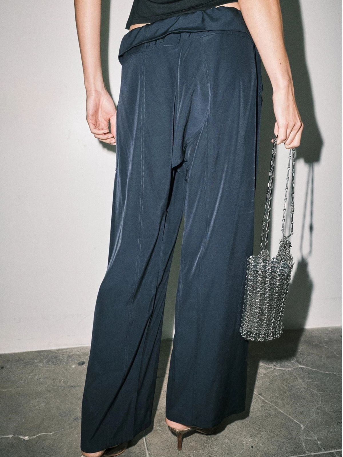 Margot Fold-Over Wide Pant Navy