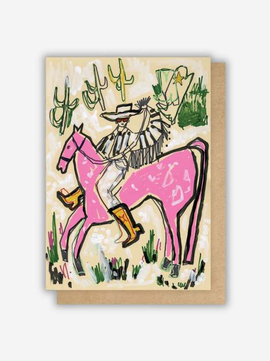 Pink Horse Cowboy Card