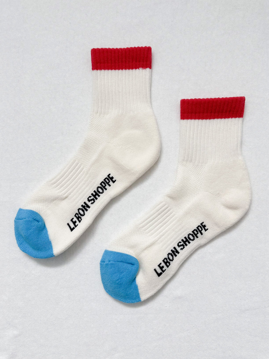 Colour Block Girlfriend Socks | Blue Red