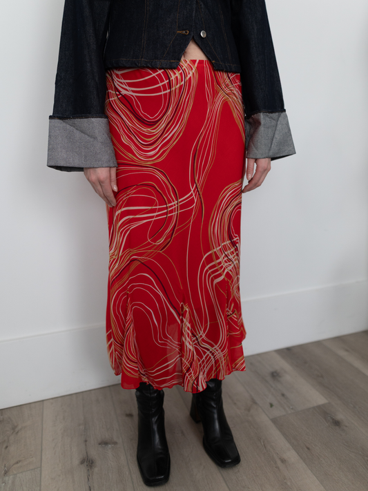 VINTAGE by TUU | Dino Red Patterned Skirt (12)