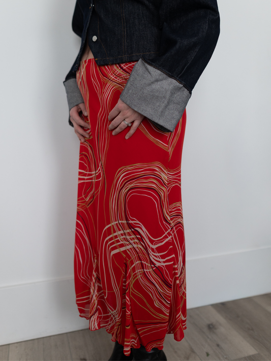 VINTAGE by TUU | Dino Red Patterned Skirt (12)