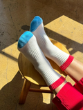 Colour Block Girlfriend Socks | Blue Red