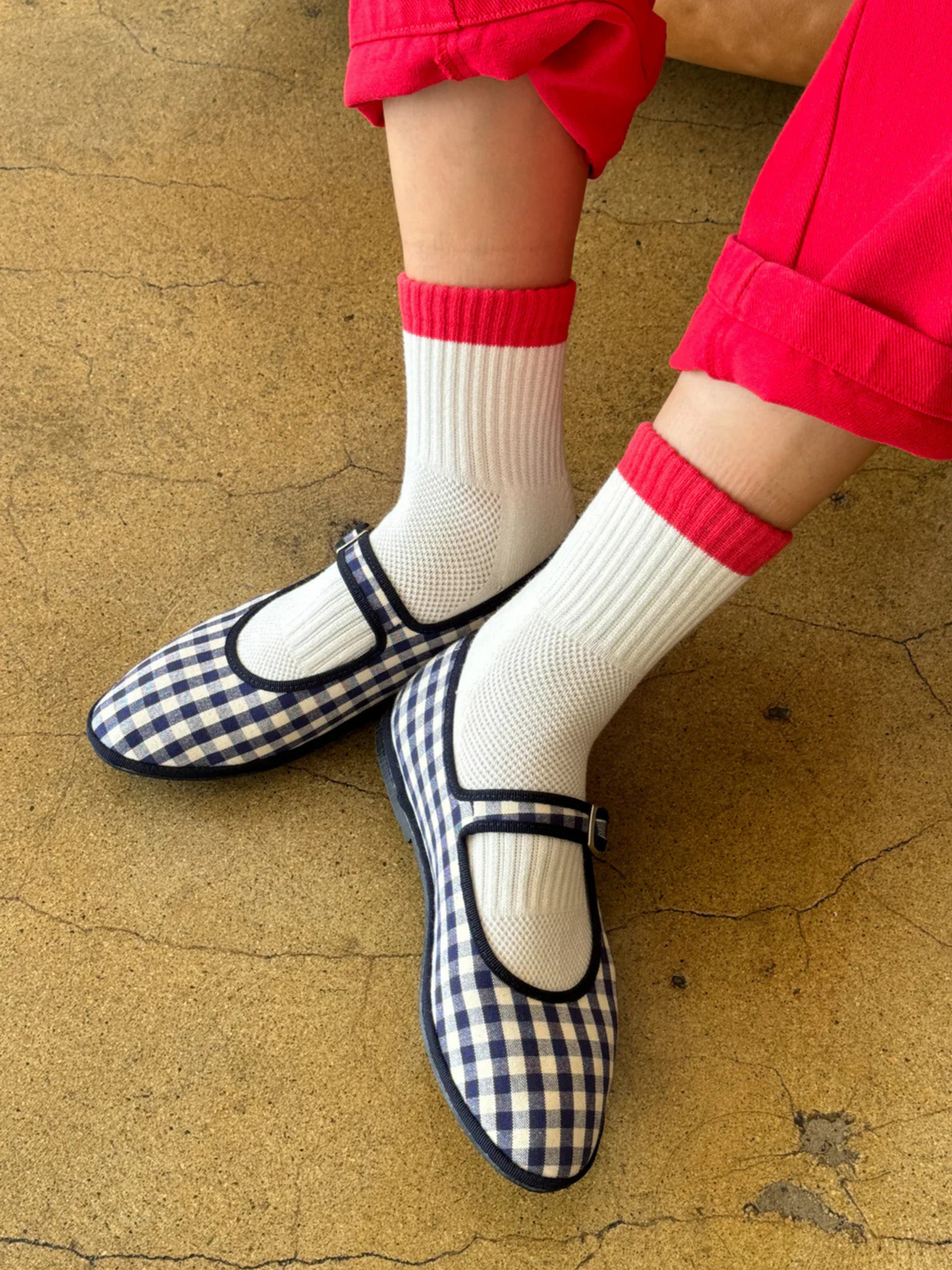 Colour Block Girlfriend Socks | Blue Red