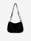 Olivia Studded Suede Shoulder Bag Black