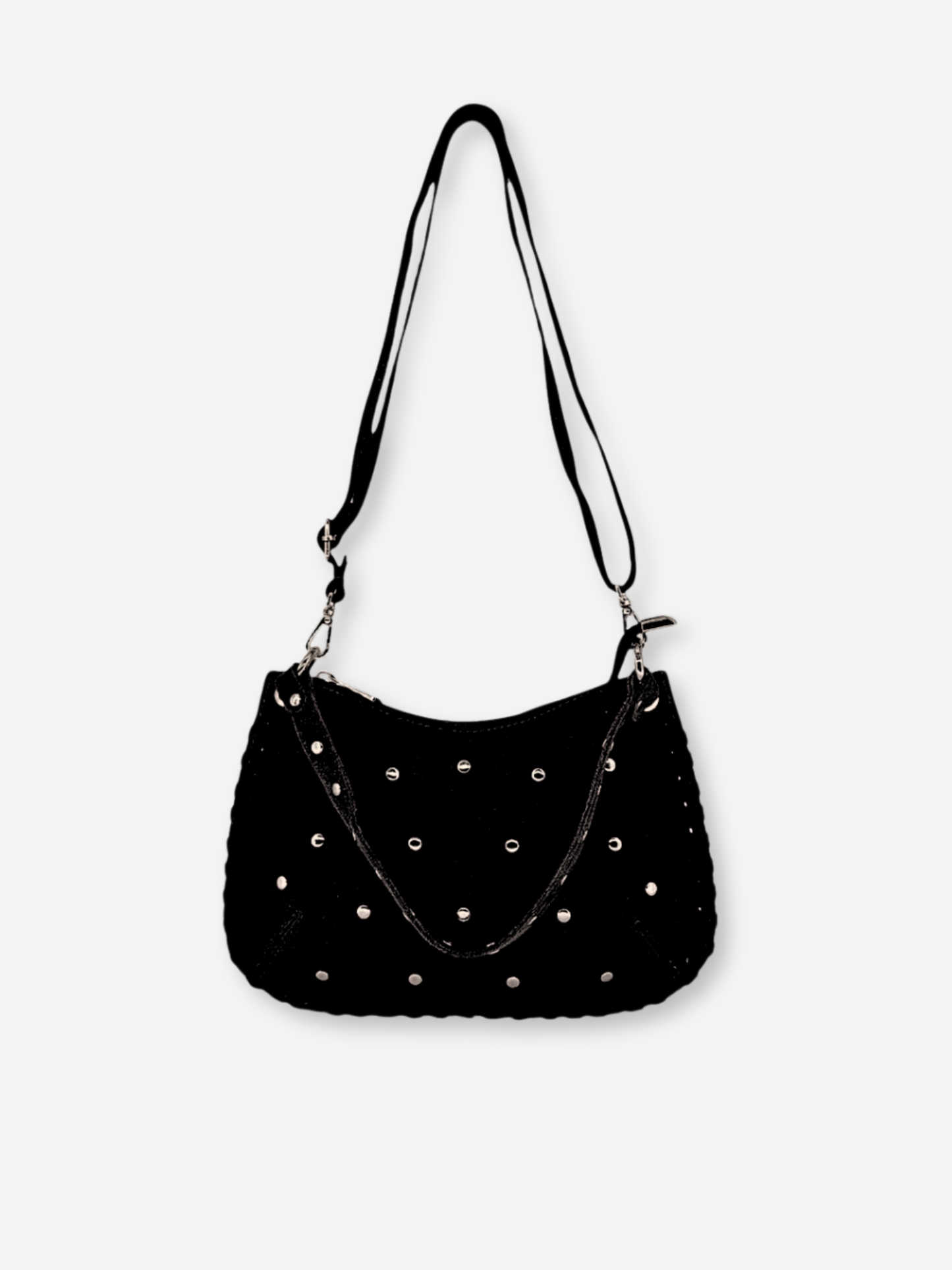 Olivia Studded Suede Shoulder Bag Black