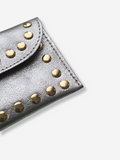 Leather Rivet Wallet | Metallic Silver