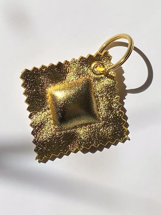 Ravioli Leather Keychain | Gold