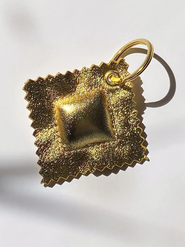 Ravioli Leather Keychain | Gold