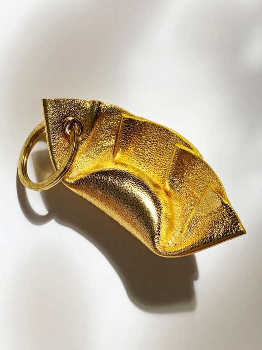Pierogi Leather Keychain | Gold