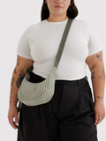 Small Nylon Crescent Bag Sage Stripe
