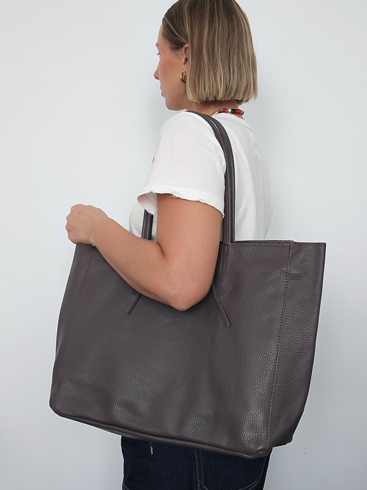 Cowhide Tote Bag | Coffee