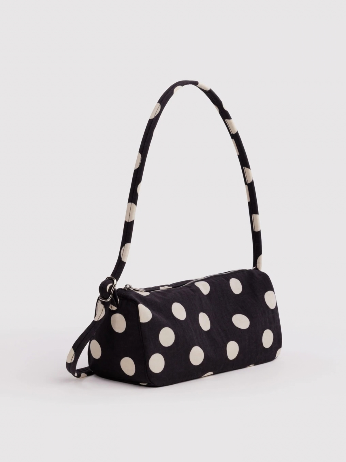 Nylon Loaf Bag Black And Cream Polka Dot