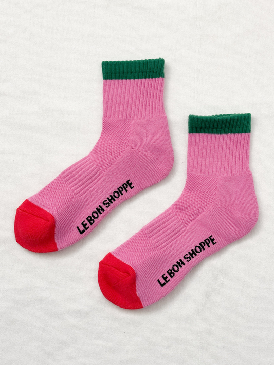 Colour Block Girlfriend Socks | Rose Green