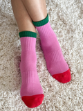 Colour Block Girlfriend Socks | Rose Green