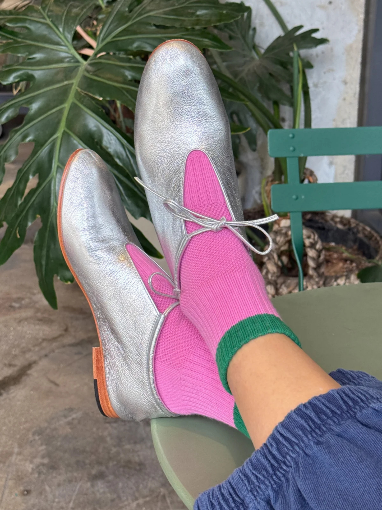 Colour Block Girlfriend Socks | Rose Green