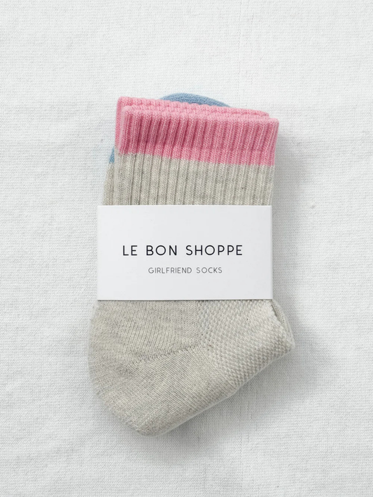 Colour Block Girlfriend Socks | Grey Pink
