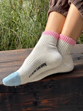 Colour Block Girlfriend Socks | Grey Pink