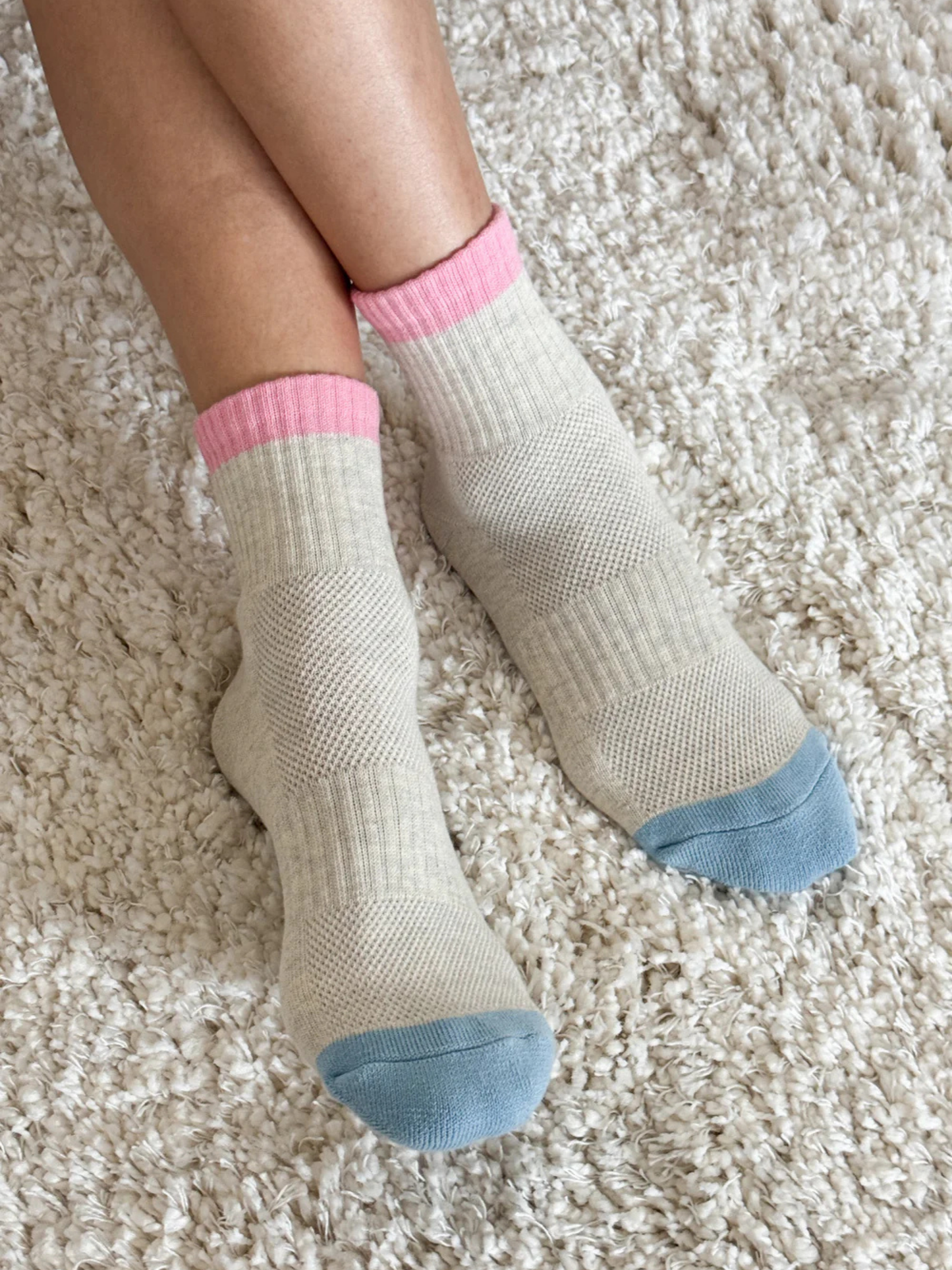 Colour Block Girlfriend Socks | Grey Pink