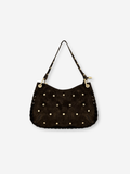 Olivia Studded Suede Shoulder Bag Coffee Brown