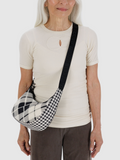 Small Nylon Crescent Bag | Mixed Plaid