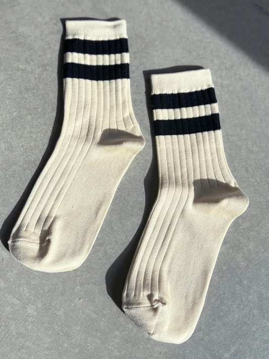 Her Socks Varsity | Cream Black