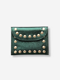 Leather Rivet Wallet | Metallic Emerald