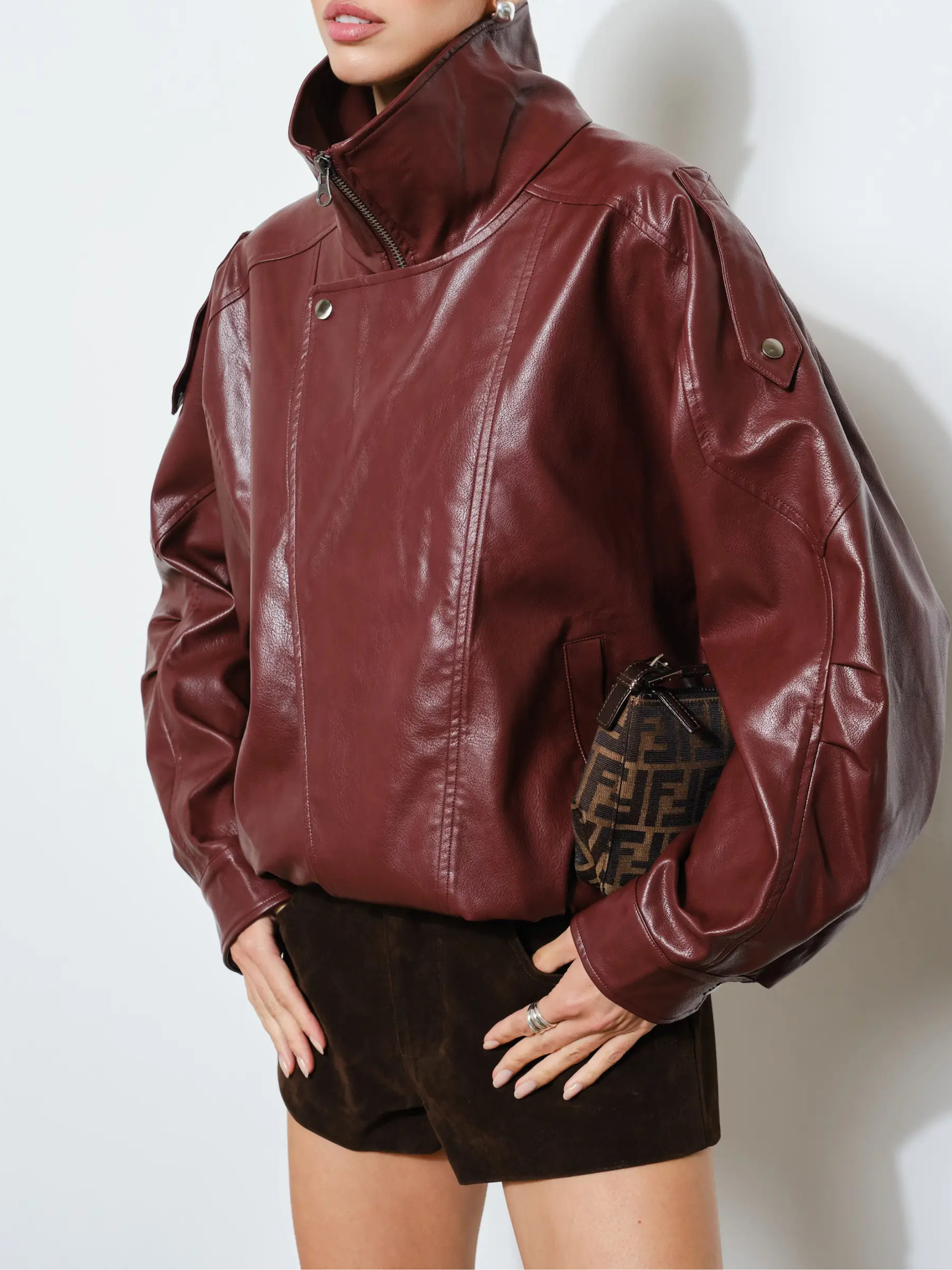 Perry Faux Leather Bomber