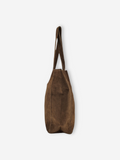 Suede Leather Rivet Tote  | Brown