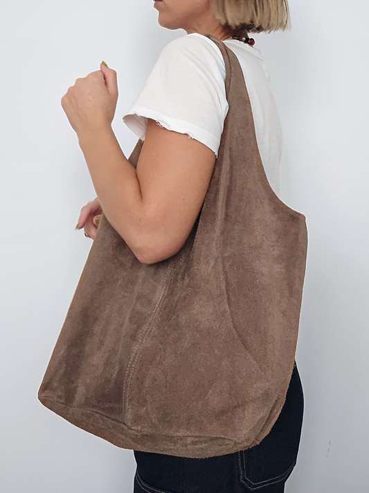Suede Leather Boho Bag | Mushroom