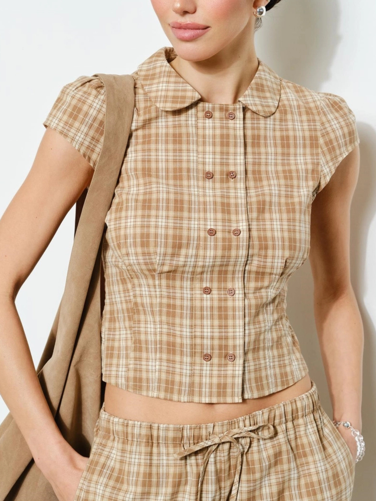 Sylvie Top Brown Plaid