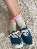 Colour Block Girlfriend Socks | Grey Pink