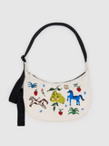 Medium Nylon Crescent Bag | Embroidered Painted Prairie