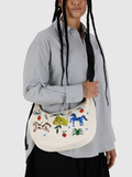 Medium Nylon Crescent Bag | Embroidered Painted Prairie
