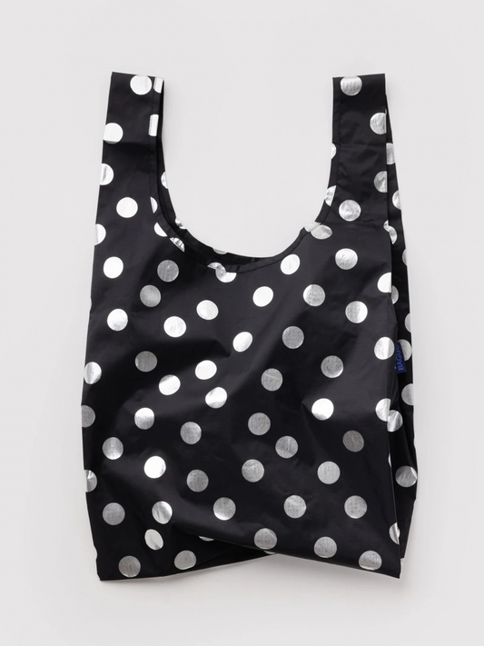 Standard Baggu Silver Metallic Polka Dot