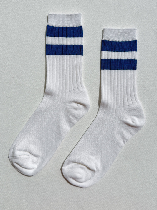 Her Socks Varsity | White Blue