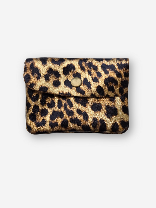 Leather Snap Wallet | Metallic Leopard