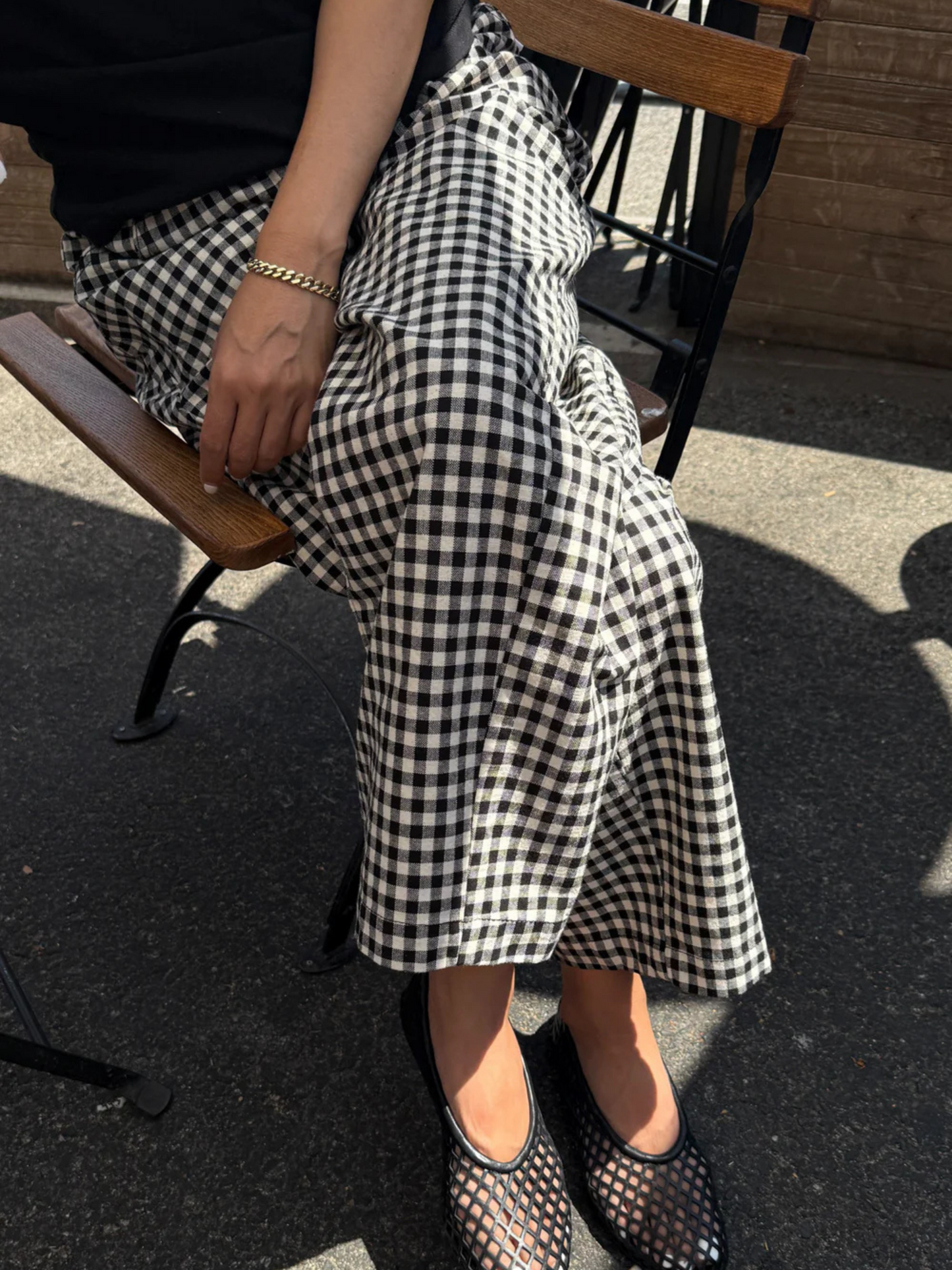 Gingham Arc Pants | Black Gingham
