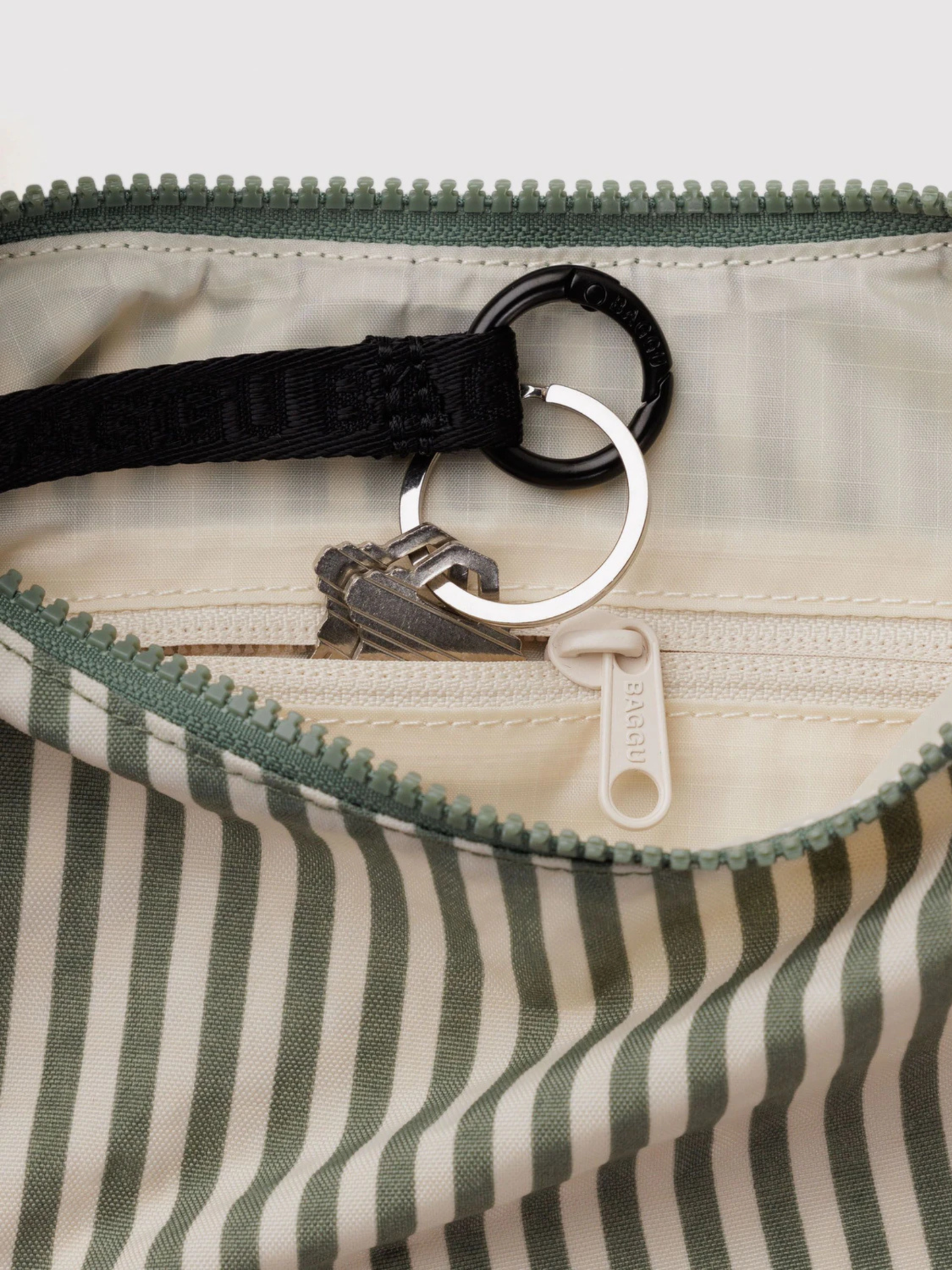 Medium Nylon Crescent Bag Sage Stripe