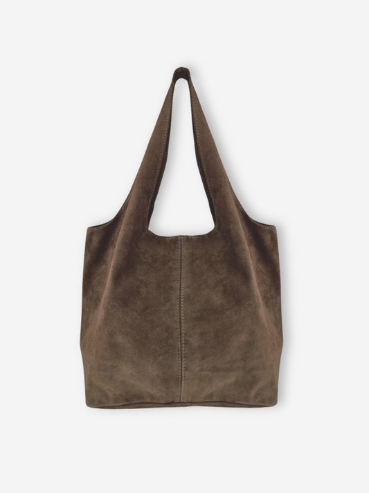 Suede Leather Boho Bag | Mushroom