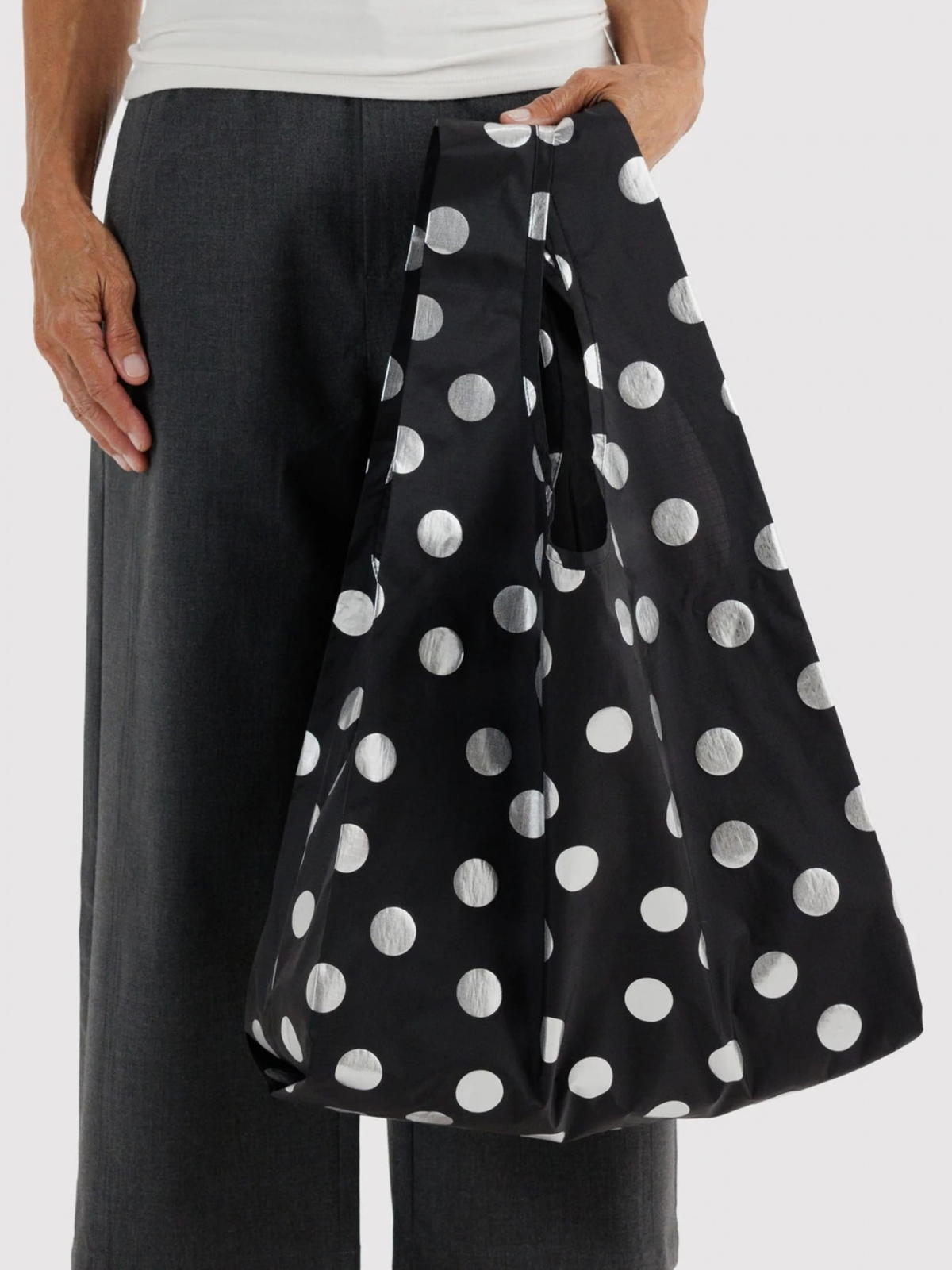 Standard Baggu Silver Metallic Polka Dot