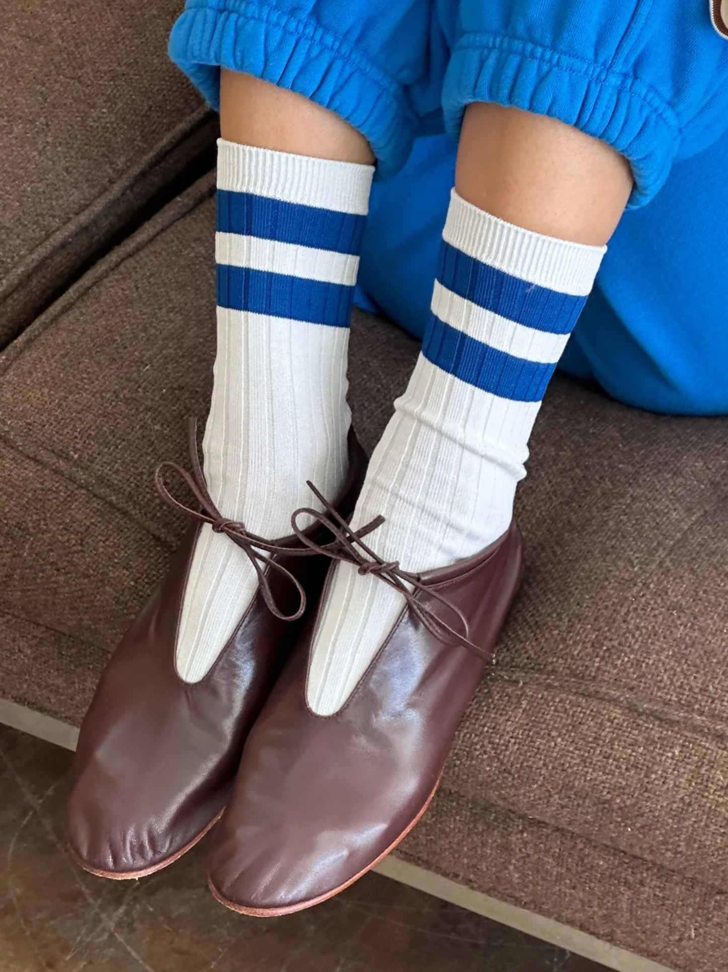 Her Socks Varsity | White Blue