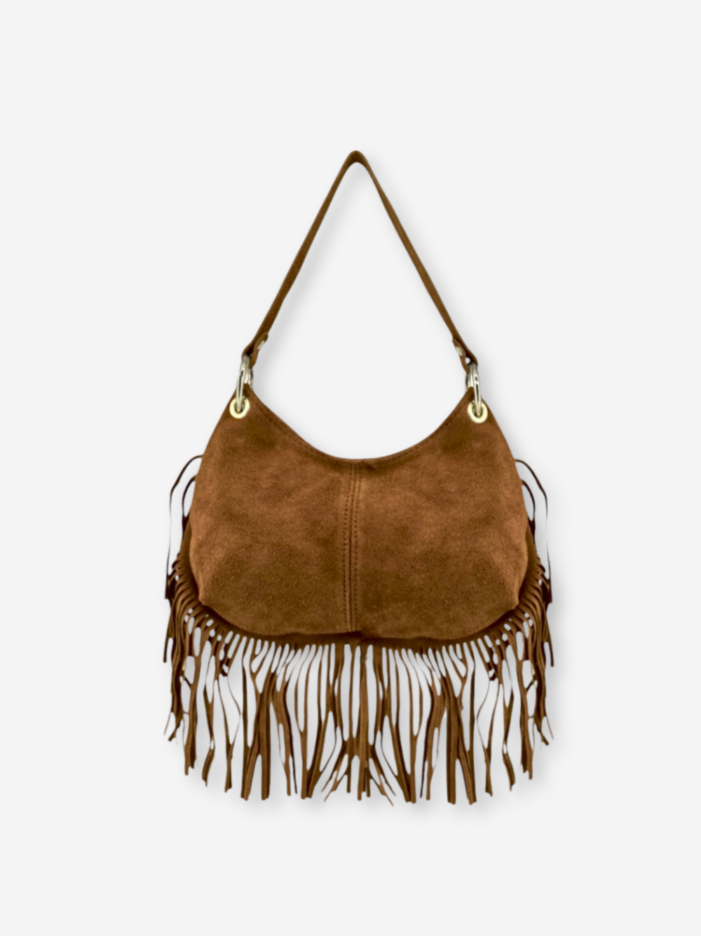 Meliana Fringe Suede Shoulder Bag Tobacco