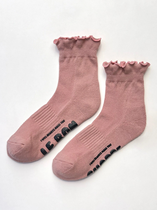 Ruffled Crew Socks Vintage Pink