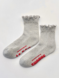 Ruffled Crew Socks Heather Grey