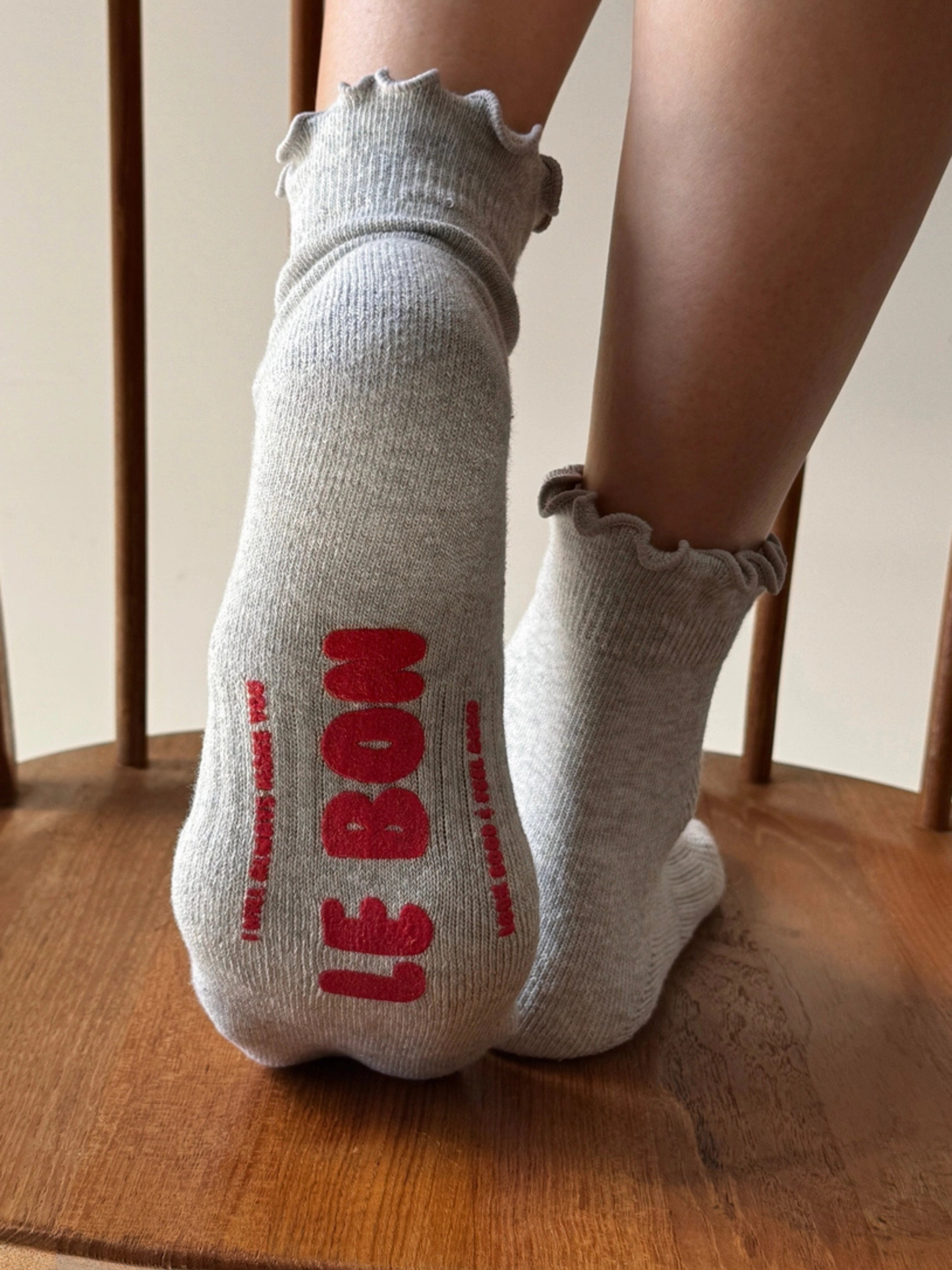 Ruffled Crew Socks Heather Grey