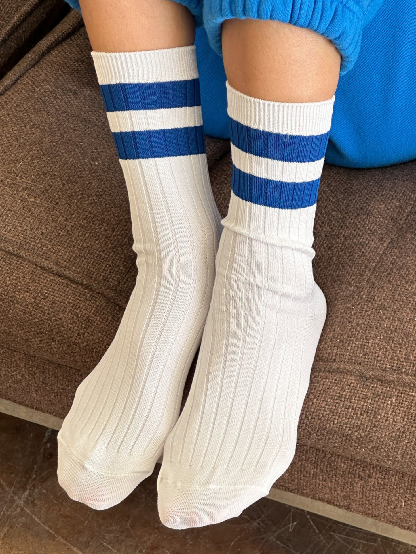 Her Socks Varsity | White Blue