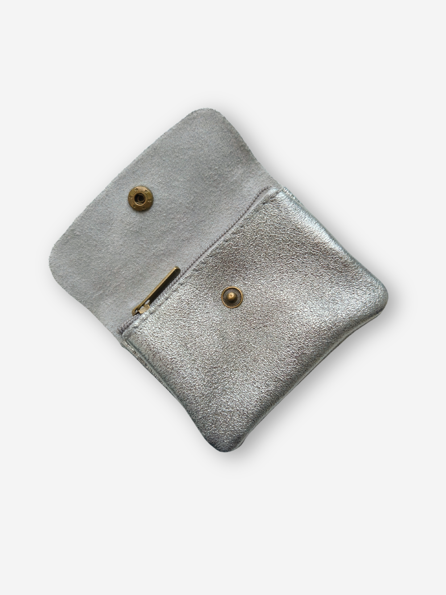 Leather Snap Wallet | Metallic Lead
