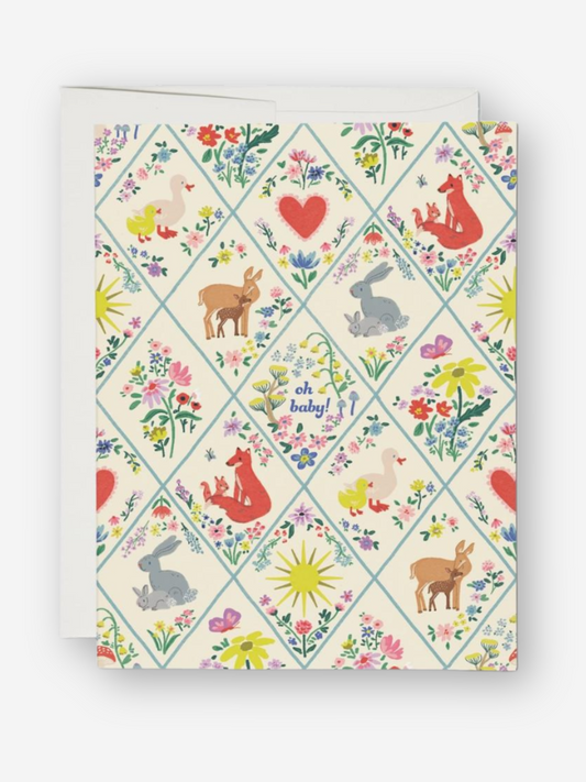 Woodland Critters Baby Card