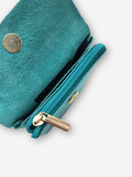 Leather Snap Wallet | Metallic Aqua